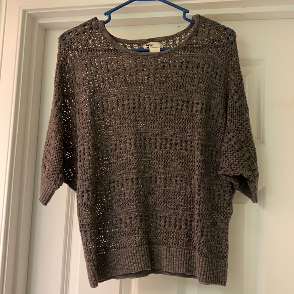 SO open weave gray sweater